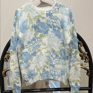 Joie Floral Crew Neck Sweater - Blue and Green